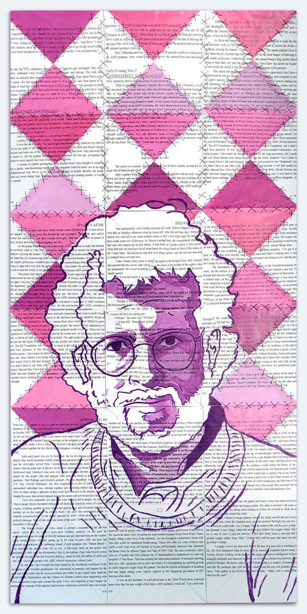 finished without being complete - alchol markers, pen, acrylic paint, thread, book pages