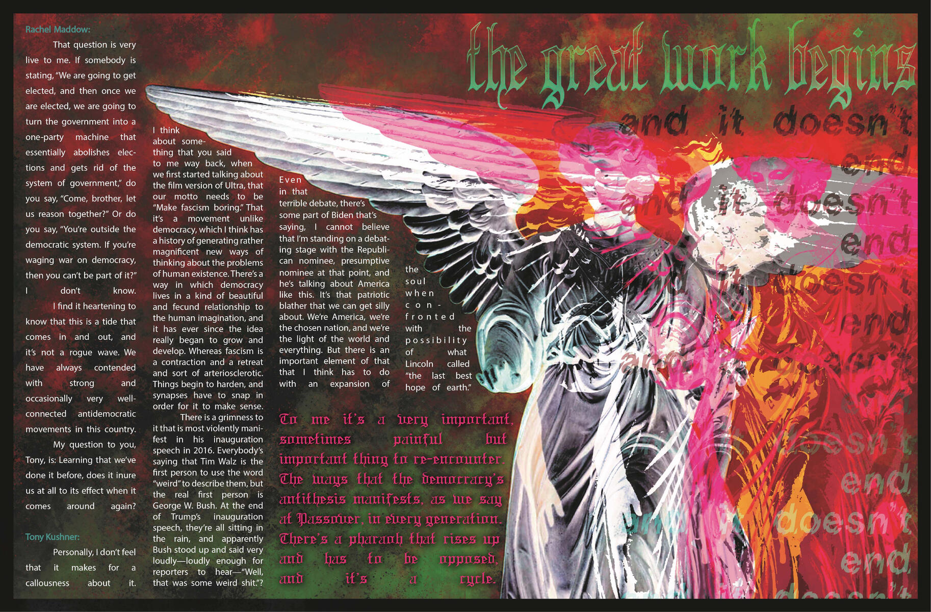 the great work begins spread - collage, digital