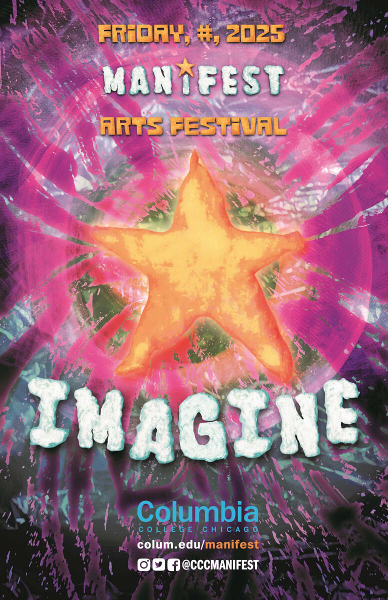 manifest poster concept - cotton balls, tissue paper, acrylic paint, digital